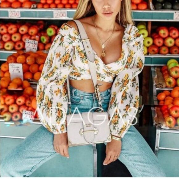 NWT. ZIMMERMANN One-Shoulder Top AU 0, US 4 white yellow - Picture 6 of 12